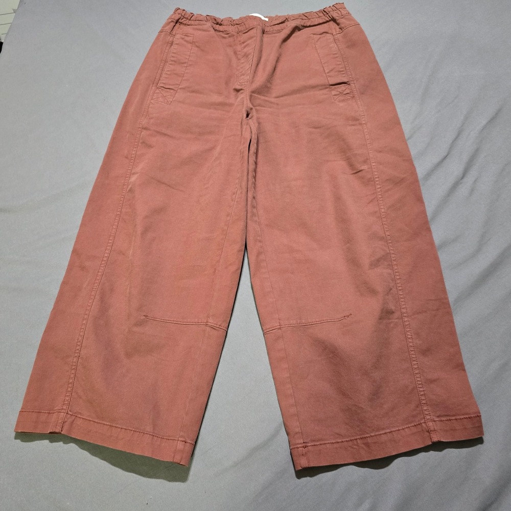 Banana Republic Pants Women M Petite Terracotta Wide Leg Cropped Elastic Waist